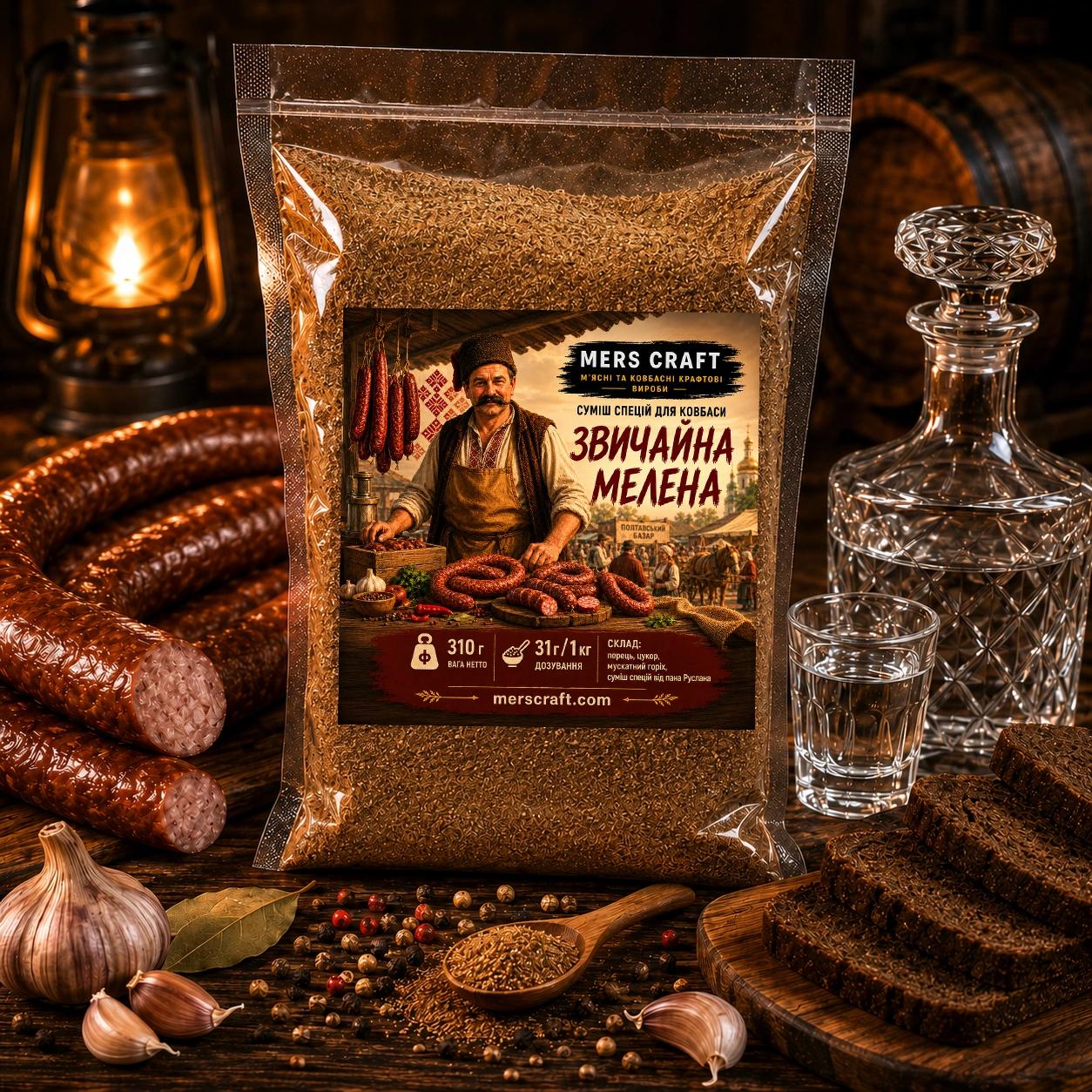 Суміш спецій для ковбаси Звичайна Мелена